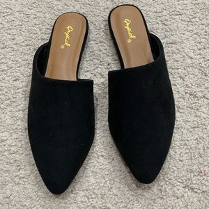 Qupid black mule slip on 5.5 NEW flats women suede